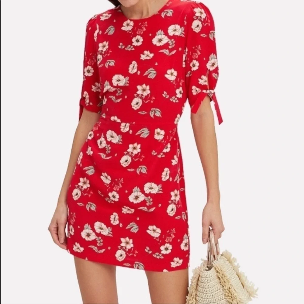 Intermix Cleo Silk red floral mini Dress